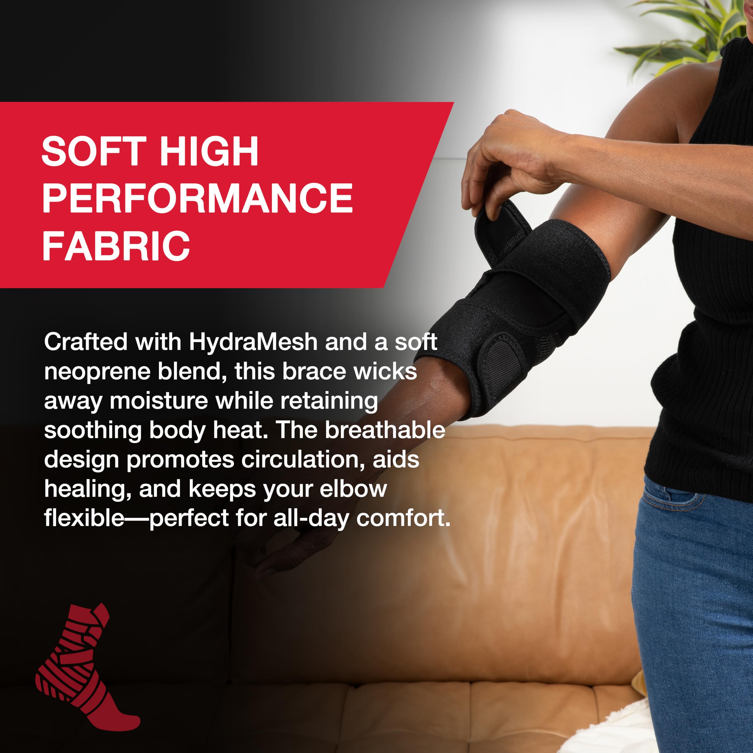 MUELLER primer plano de tejido HydraMesh, transpiración y confort