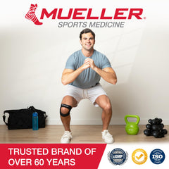 MUELLER estilo de vida en gimnasio ilustrando soporte discreto durante ejercicio
