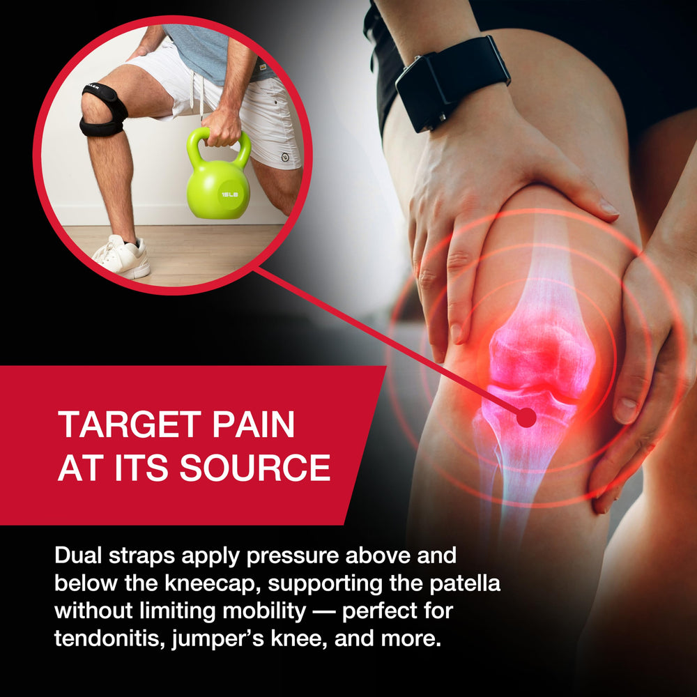 MUELLER vista lateral en la rodilla que muestra compresión focalizada segura