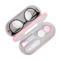 Muf vista frontal del estuche 2 en 1 protegiendo gafas y lentillas