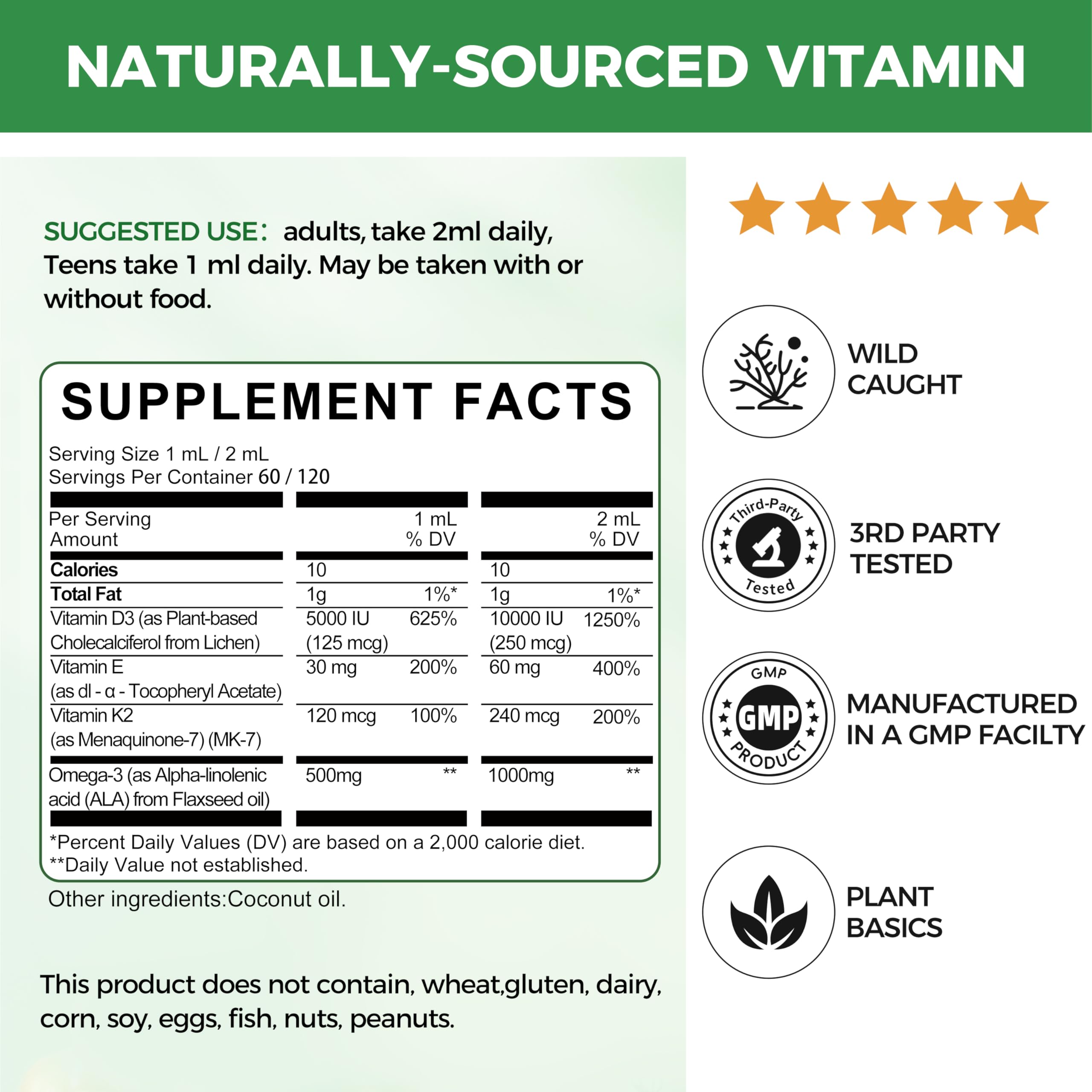 Mulittea D3 K2 líquido, omega-3 vegano para bienestar general.