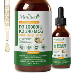 Mulittea frente de la botella mostrando diseño y dosis, fácil identificación