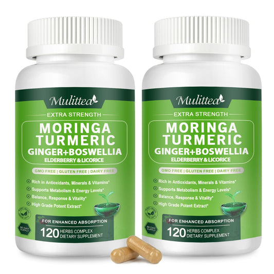 Mulittea Moringa: bote de cápsulas orgánicas de 1000 mg para uso diario