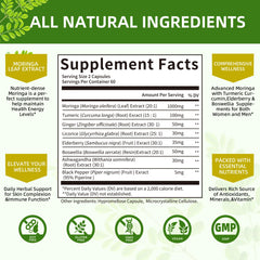 Dosis diaria de Mulittea Moringa en cápsulas para revisión rápida.