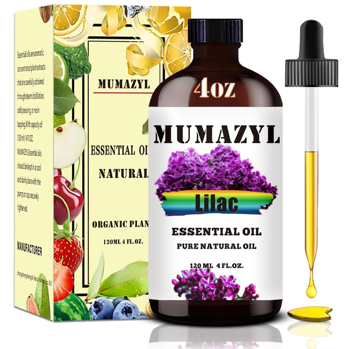 MUMAZYL botella frontal ámbar mostrando volumen y conservación