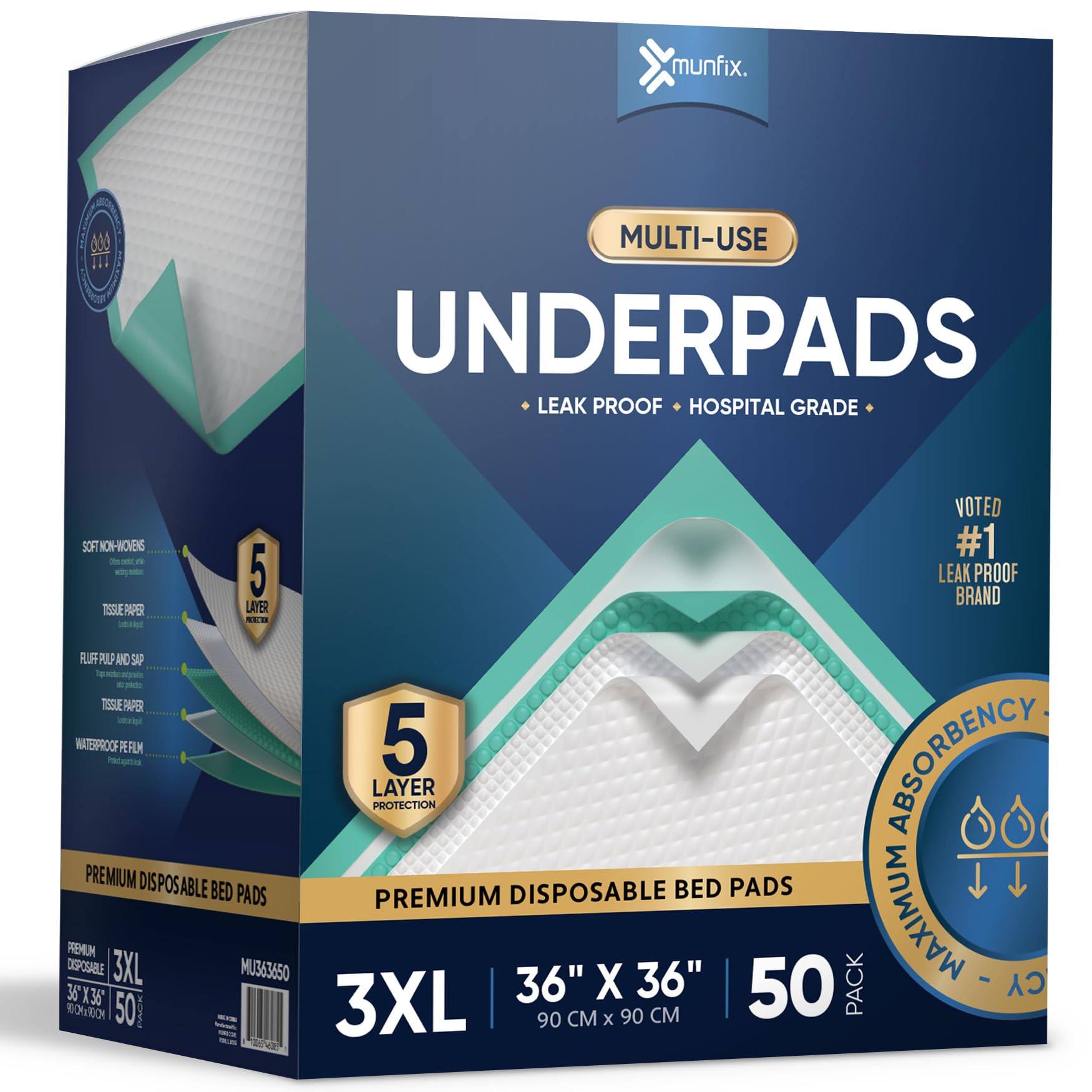 Munfix empaque frontal paquete de 50 para protección higiénica