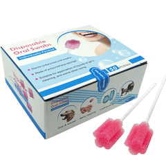 MUNKCARE caja frontal roja mostrando 50 hisopos, ideal para almacenamiento