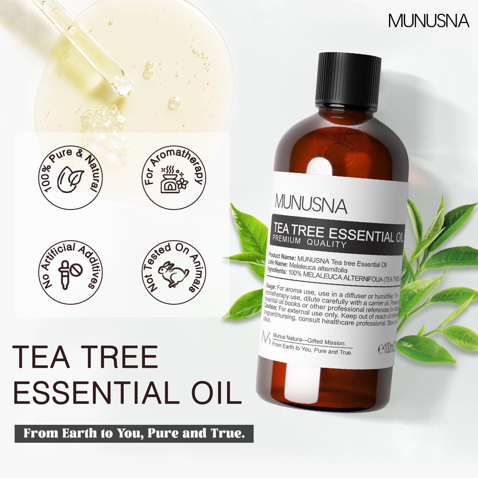 MUNUSNA gota de aceite mostrando textura pura y concentración