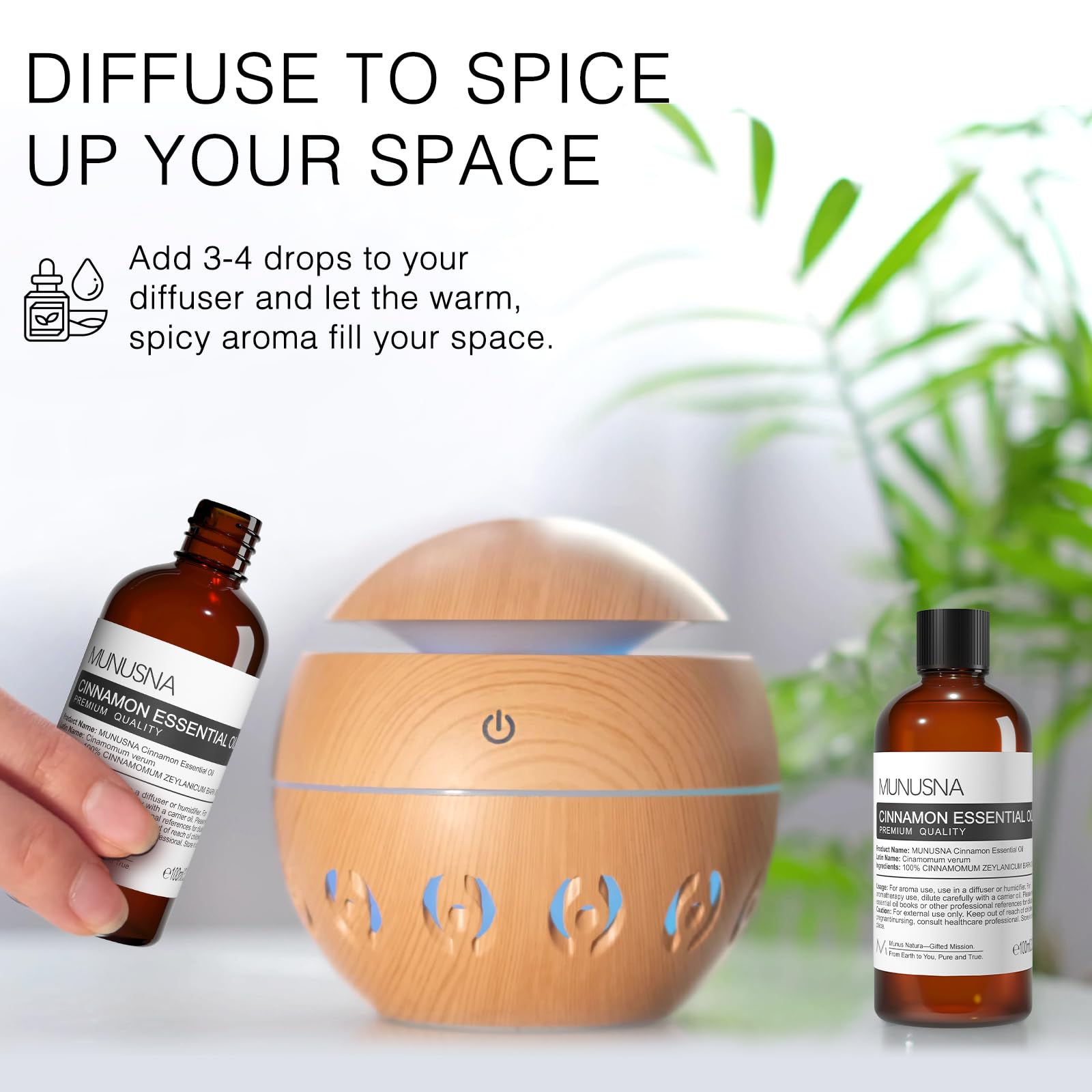 MUNUSNA aceite de canela usado al hacer velas artesanales, aportando aroma especiado a proyectos DIY