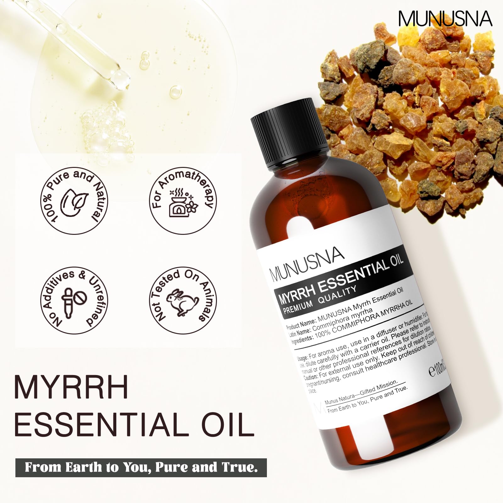 MUNUSNA etiqueta legible mostrando origen y pureza del aceite