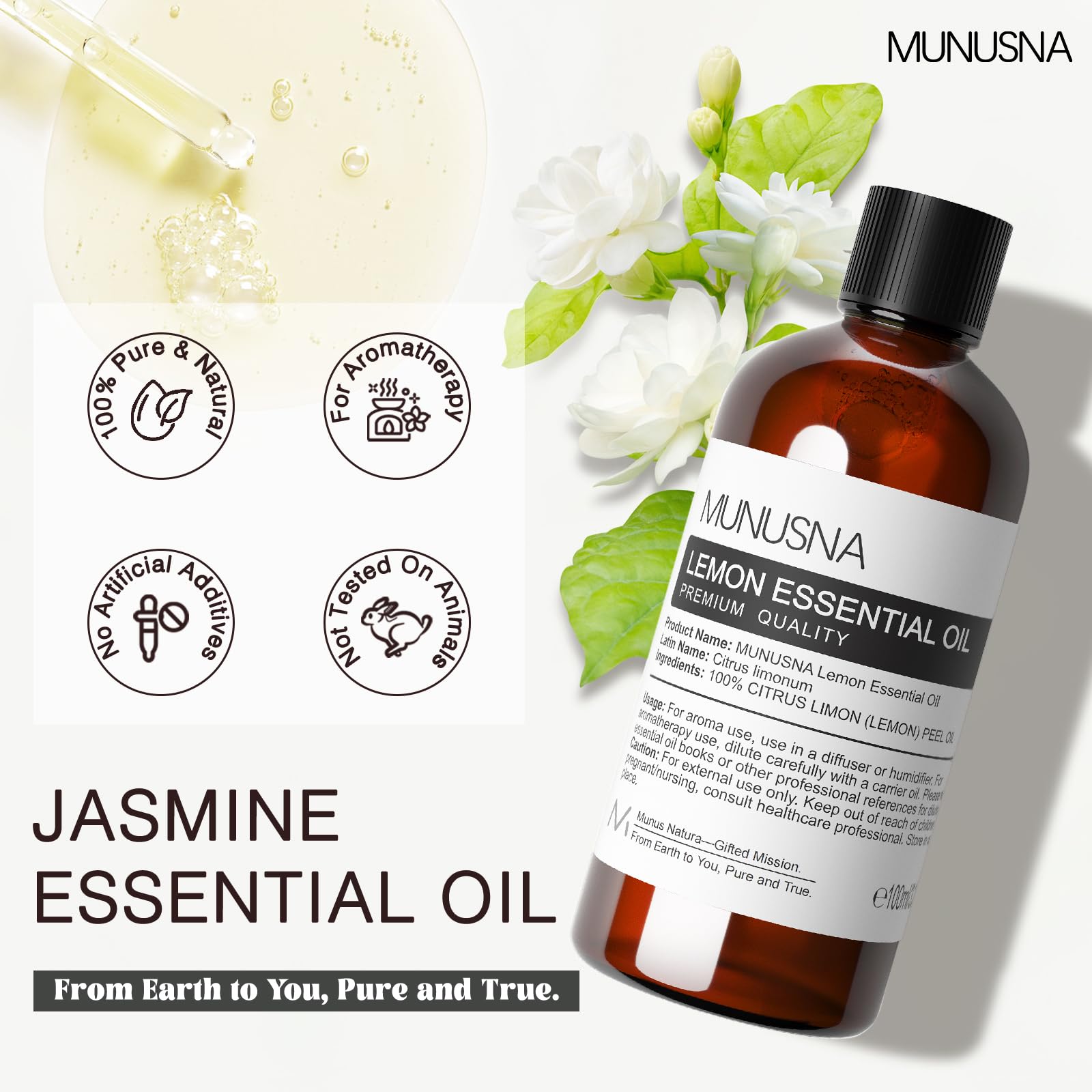 MUNUSNA textura del aceite en gota, hidratación y absorción rápida