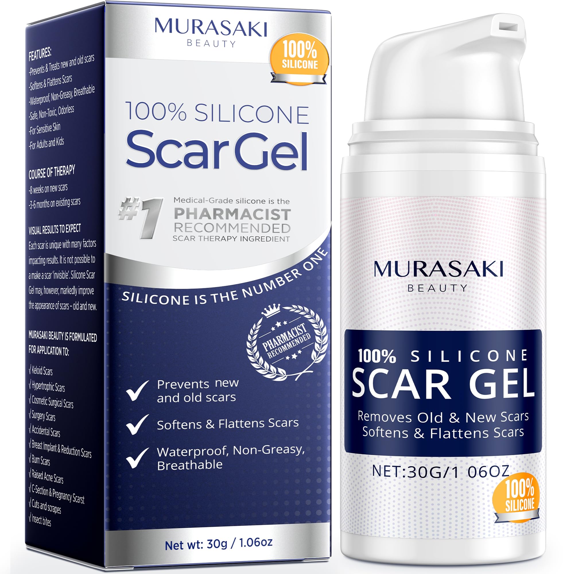 MURASAKI BEAUTY tubo frontal mostrando diseño y beneficio de control de dosificación