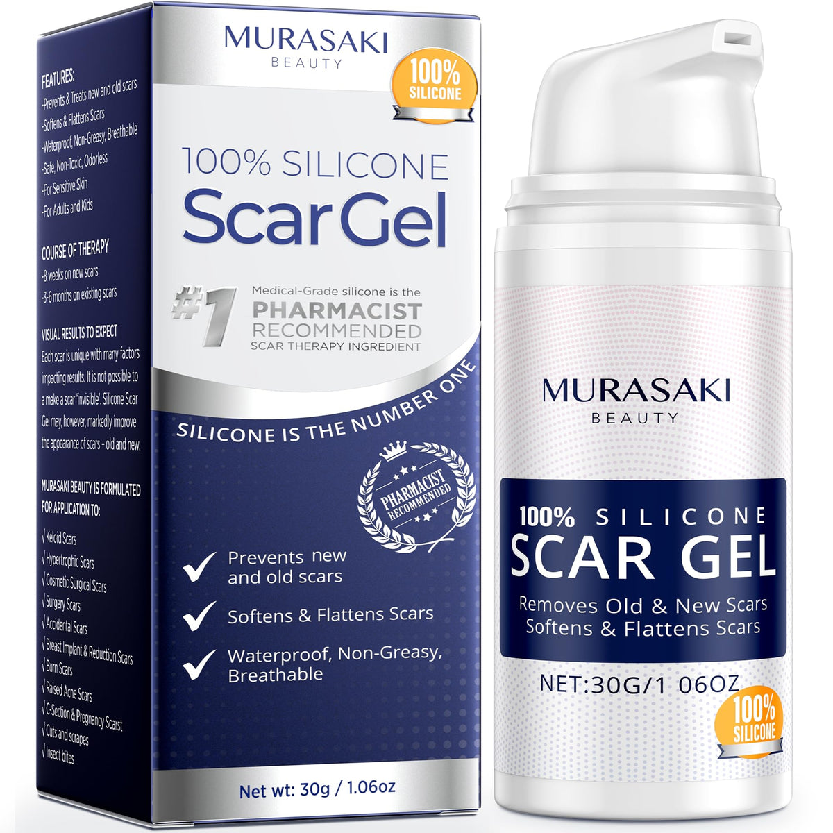 MURASAKI BEAUTY tubo frontal mostrando diseño y beneficio de control de dosificación