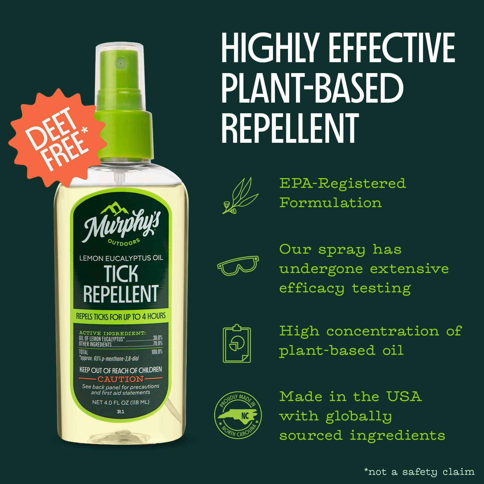 Murphy's Naturals etiqueta en detalle indicando uso en piel y ropa