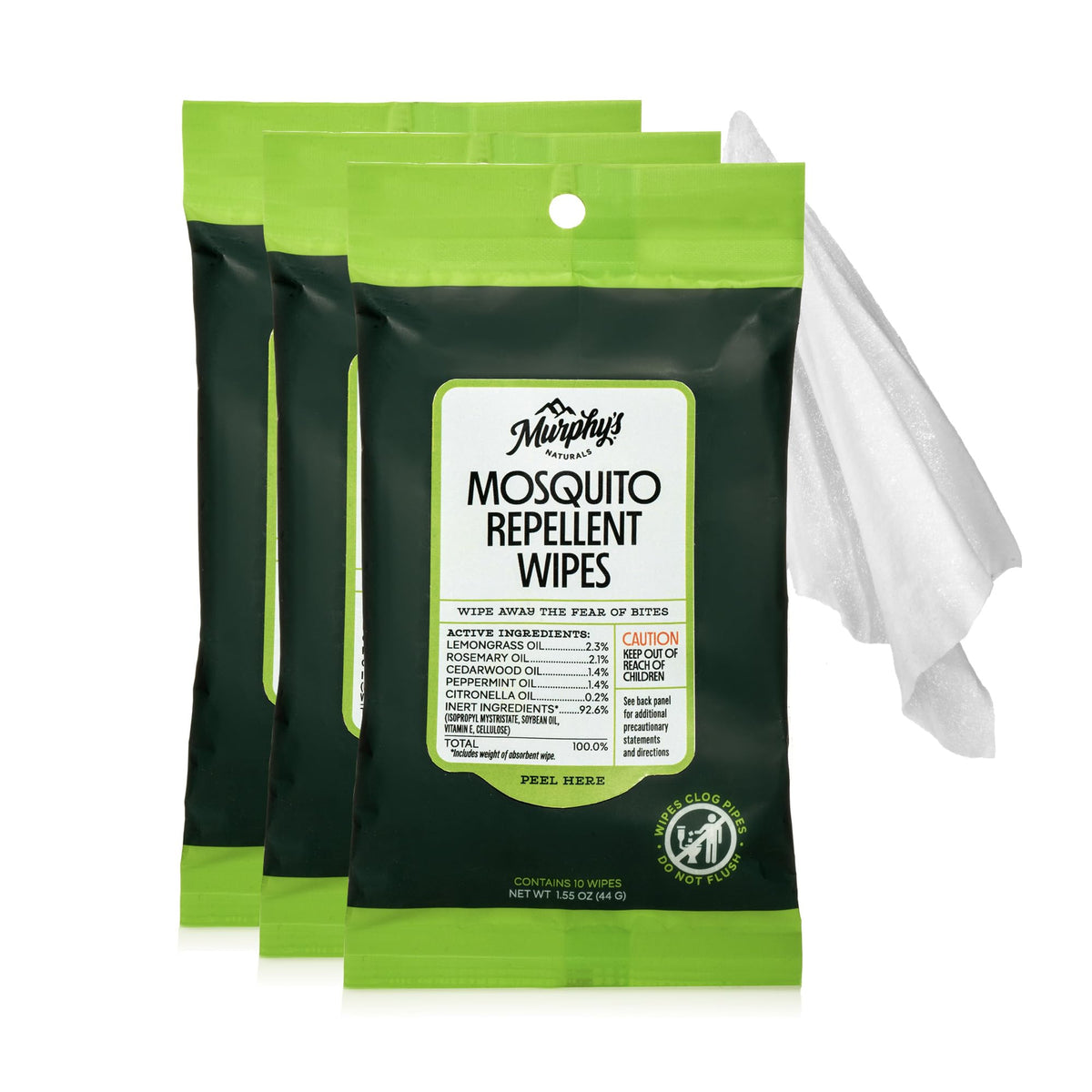 Murphy's Naturals paquete de toallitas visto de frente, práctico para llevar