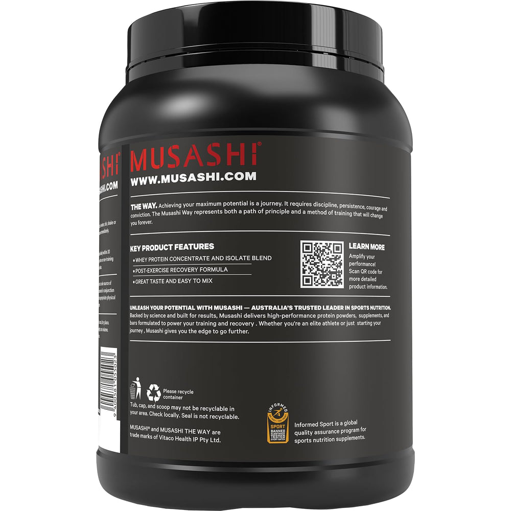 Musashi batido de vainilla servido en vaso aporta proteína post entreno conveniente