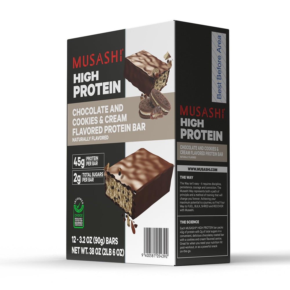 Primer plano de ingredientes WPI y BCAAs de Musashi, máxima pureza proteica