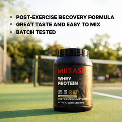 Musashi pancakes enriquecidos con whey vainilla, receta alta en proteína