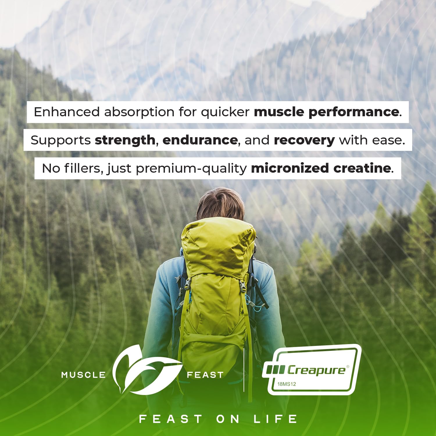 Muscle Feast etiqueta nutricional que destaca ingredientes y pureza