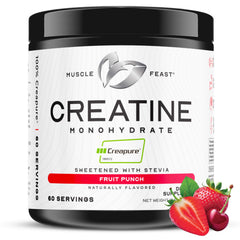 Muscle Feast envase frontal Fruit Punch mostrando diseño y pureza