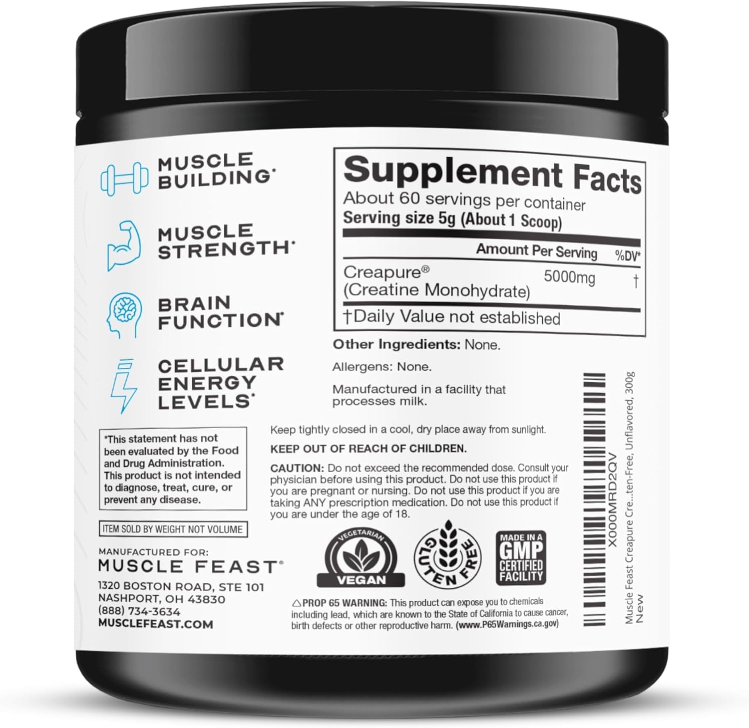 Muscle Feast atleta usando creatina durante su rutina en gimnasio