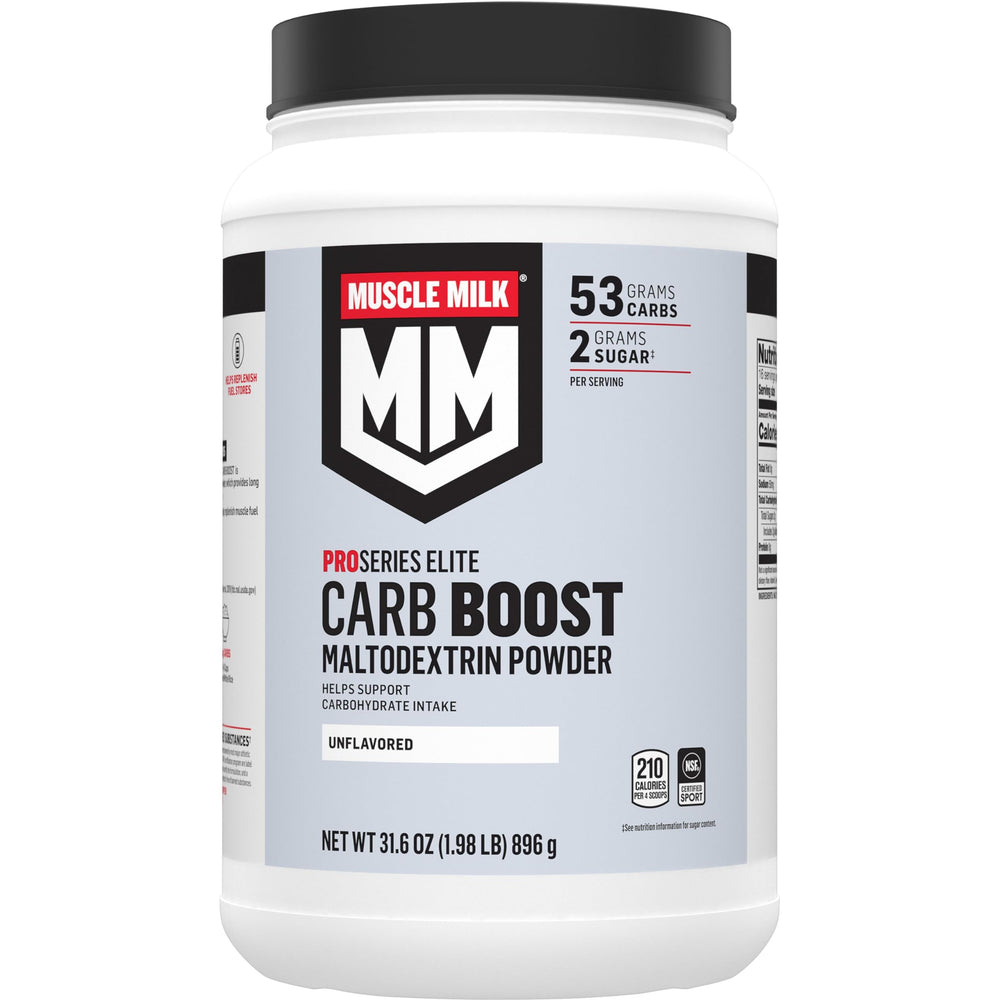 Muscle Milk bote frontal con etiqueta y certificación NSF, aporta confianza al atleta