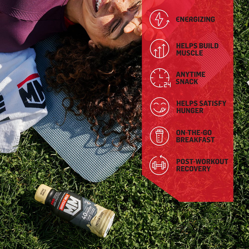 Muscle Milk comparación de tamaño del envase para medir porciones