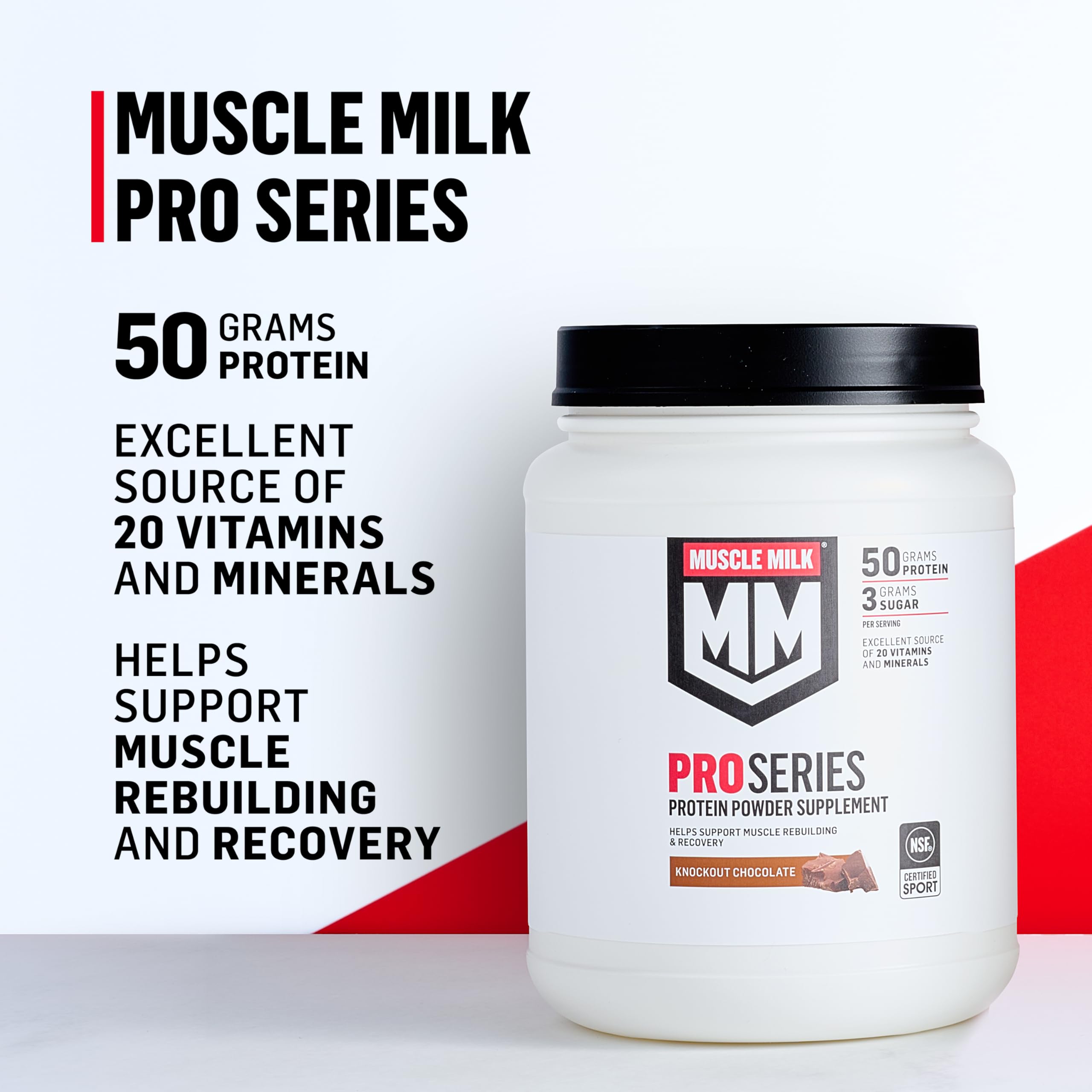 Muscle Milk comparación de tamaño de cucharada y porción para control de toma