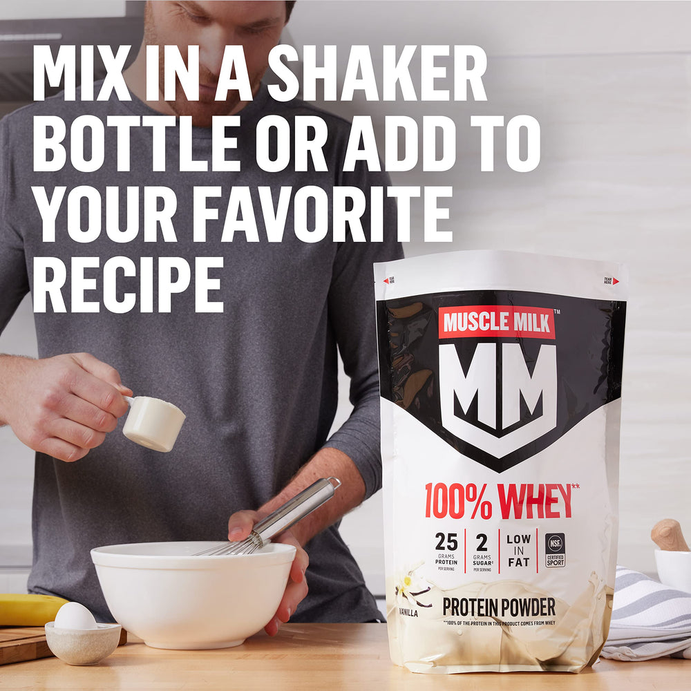 Muscle Milk etiqueta con sello NSF y información nutricional confiable