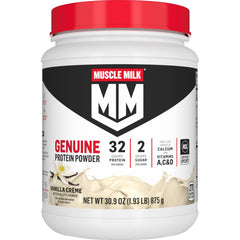 Muscle Milk envase frontal Vainilla Crème mostrando tamaño y marca, ideal para elegir rápido