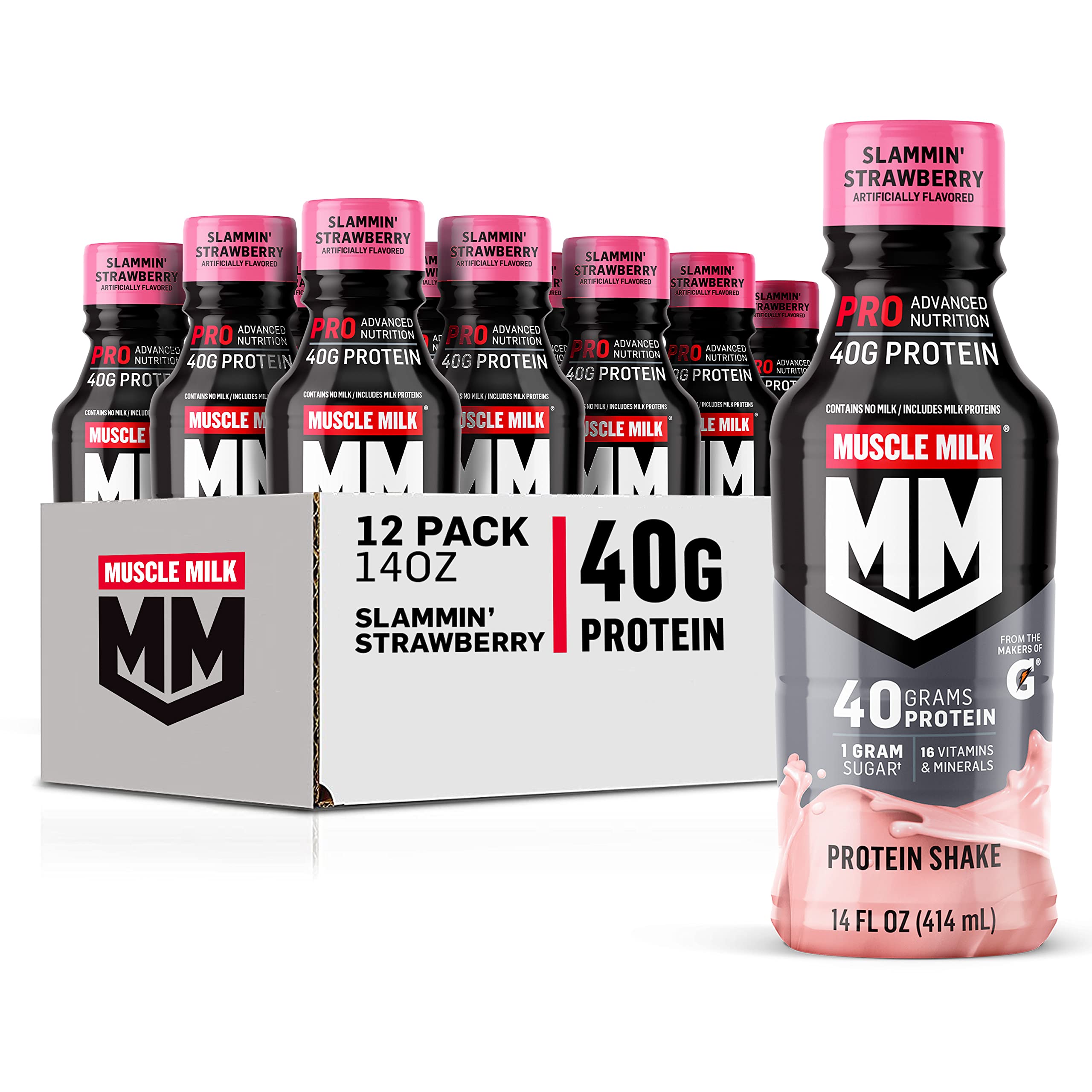 Muscle Milk vista frontal del pack mostrando 12 envases prácticos