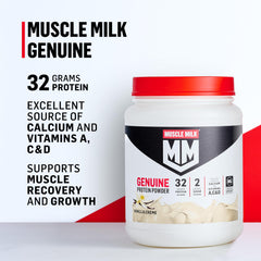 Cuchara con porción de Muscle Milk para medir 32 g proteína por ración