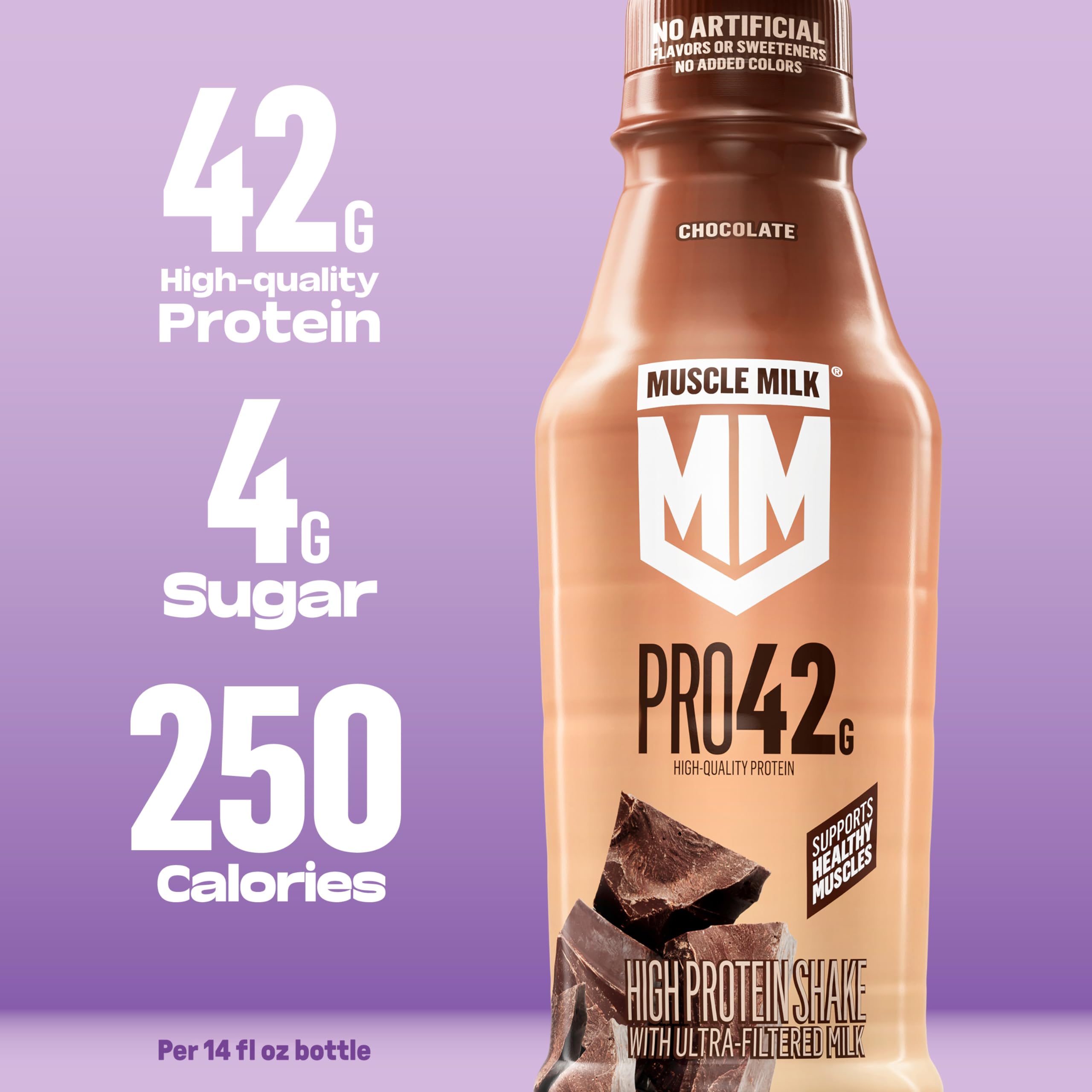 Muscle Milk PRO botella en mano lista para beber y facilitar recuperación