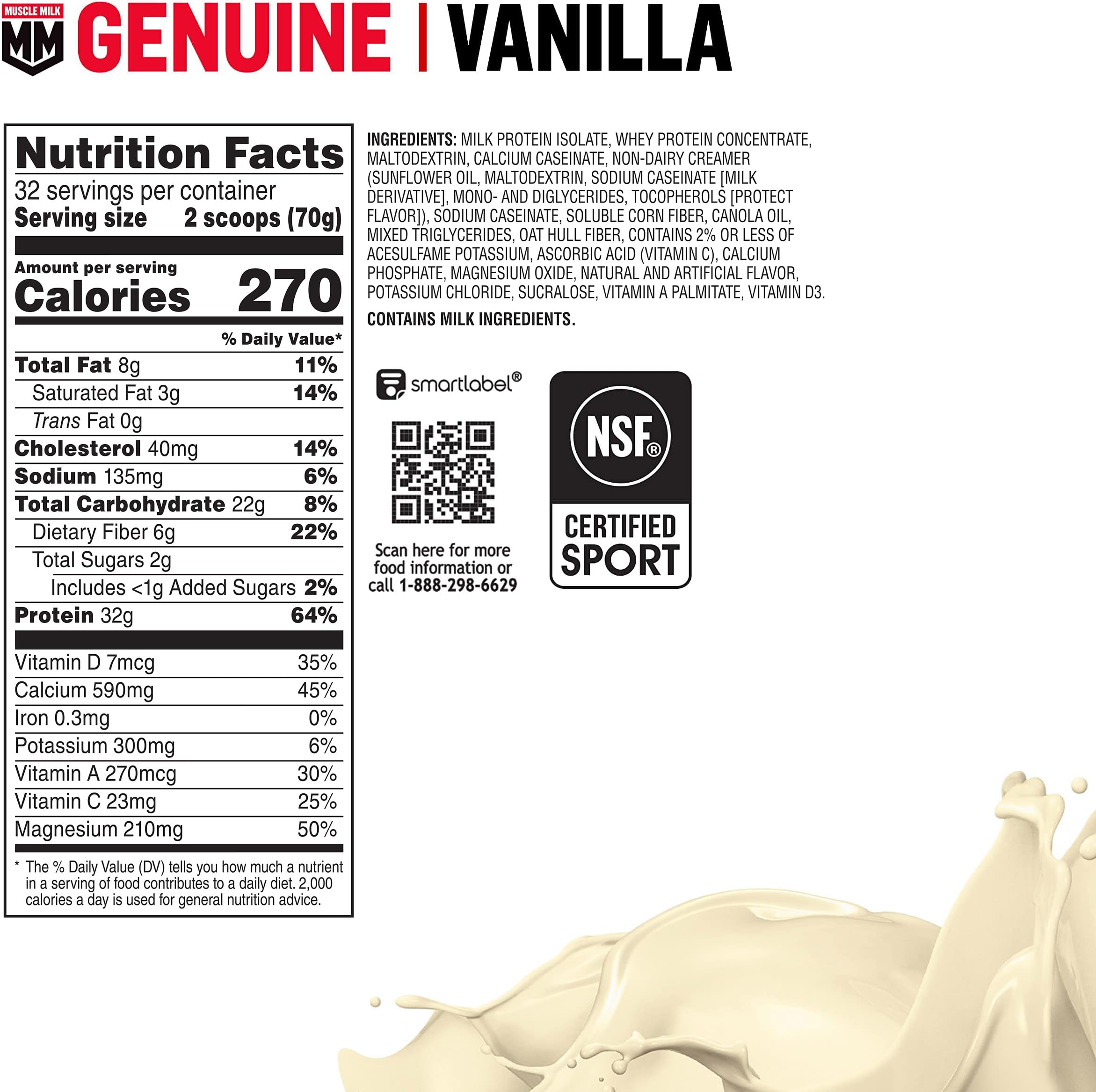 Muscle Milk polvo textura en primer plano para mezcla rápida y suave
