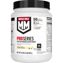Muscle Milk envase frontal mostrando la marca y sabor vainilla, conveniencia inmediata