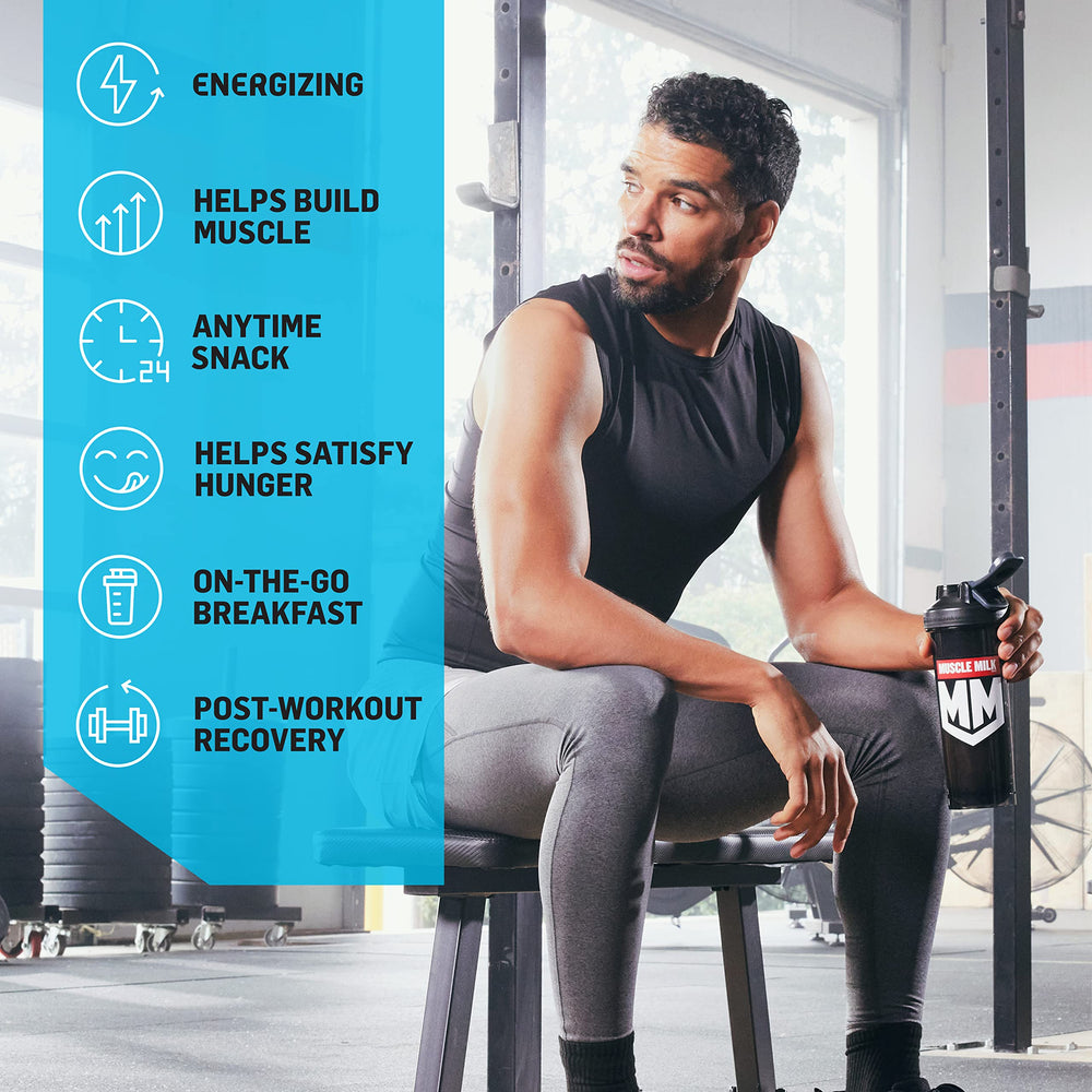 Batido Muscle Milk servido listo para beber, recuperación rápida
