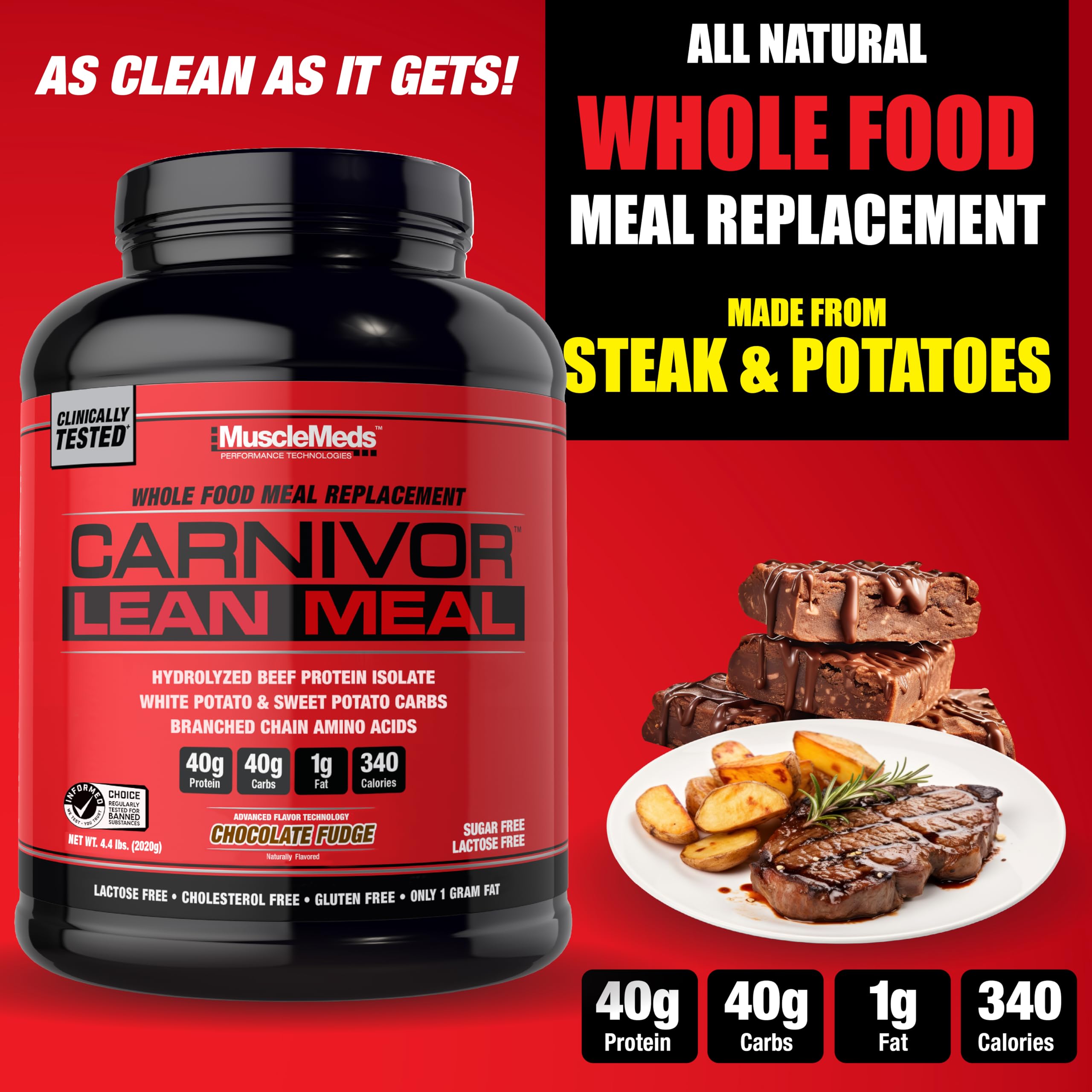 MuscleMeds batido CARNIVOR servido en vaso, bebida nutritiva lista tras entreno