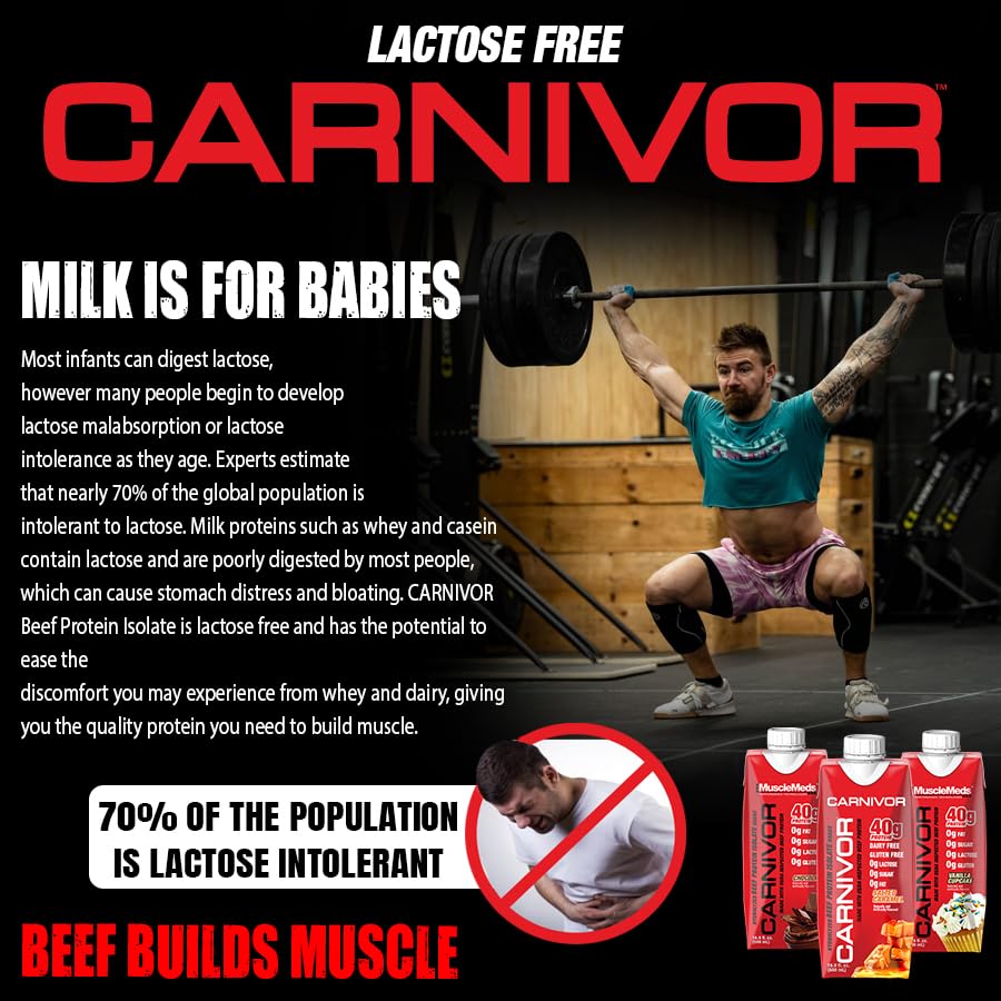 MuscleMeds Carnivor RTD botella abierta lista para beber tras entrenamiento