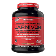 MuscleMeds CARNIVOR envase frontal mostrando etiqueta y beneficio de 23 g proteína