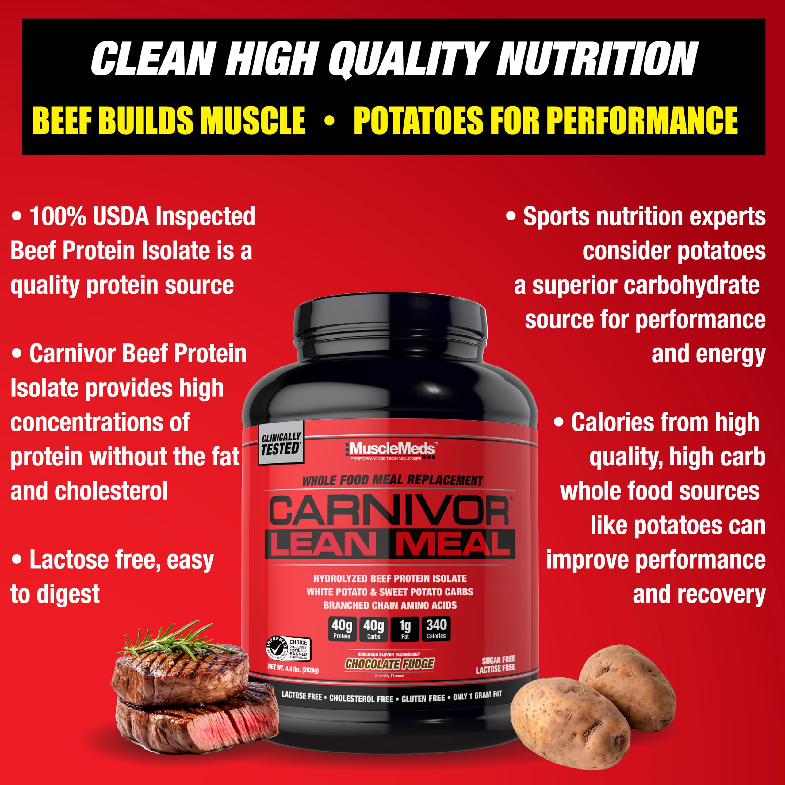 MuscleMeds atleta con CARNIVOR Lean Meal tras entrenamiento, apoyo a recuperación