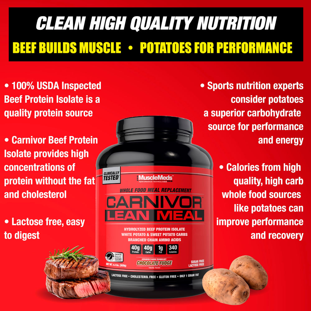 MuscleMeds atleta con CARNIVOR Lean Meal tras entrenamiento, apoyo a recuperación