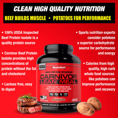 MuscleMeds atleta con CARNIVOR Lean Meal tras entrenamiento, apoyo a recuperación