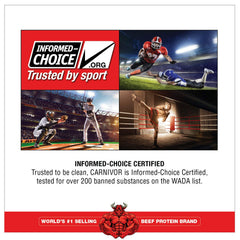 Etiqueta de MuscleMeds CARNIVOR con ingredientes y certificación Halal clara