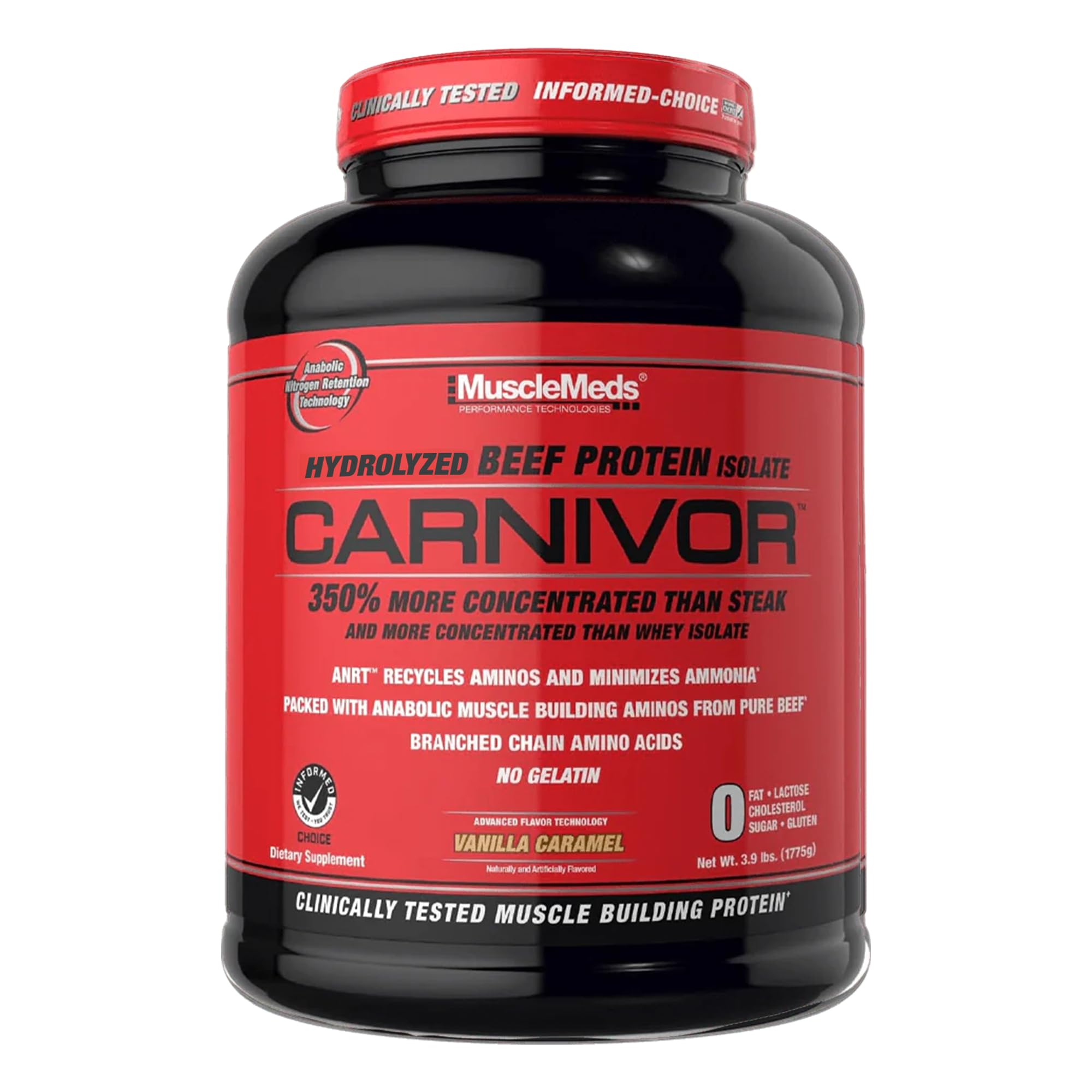 MuscleMeds envase frontal del aislado de proteína res mostrando sabor