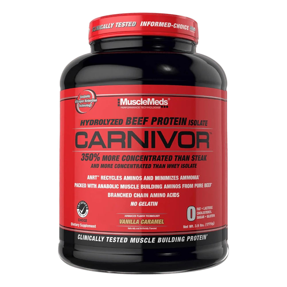 MuscleMeds envase frontal del aislado de proteína res mostrando sabor