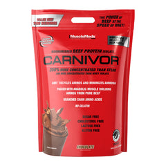 MuscleMeds Carnivor frente del envase mostrando etiqueta y beneficios
