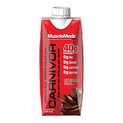 MuscleMeds Carnivor RTD botella abierta listándose como opción post-entreno rápida
