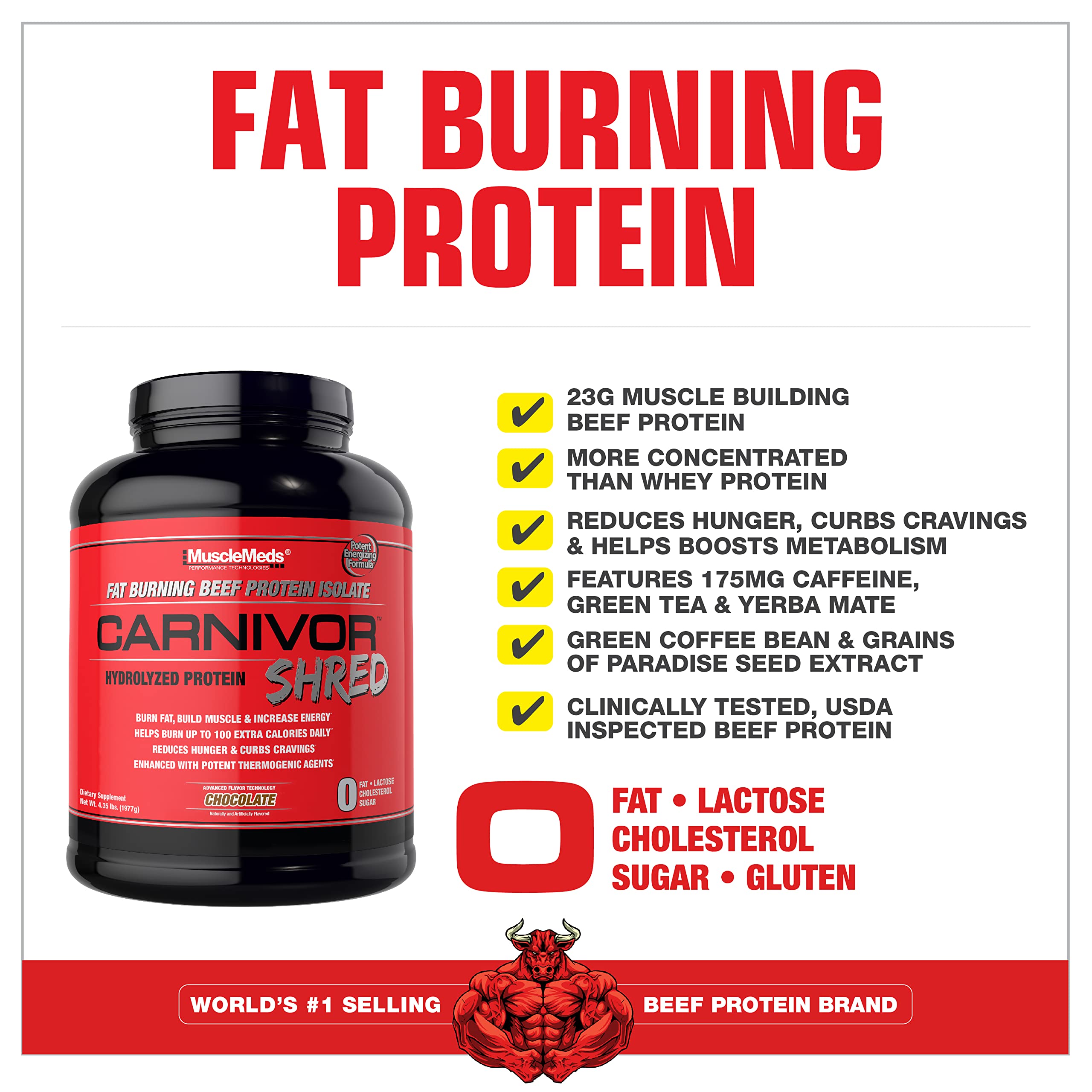 MuscleMeds cucharada con polvo Carnivor Shred lista para mezclar y consumir