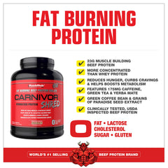 MuscleMeds cucharada con polvo Carnivor Shred lista para mezclar y consumir