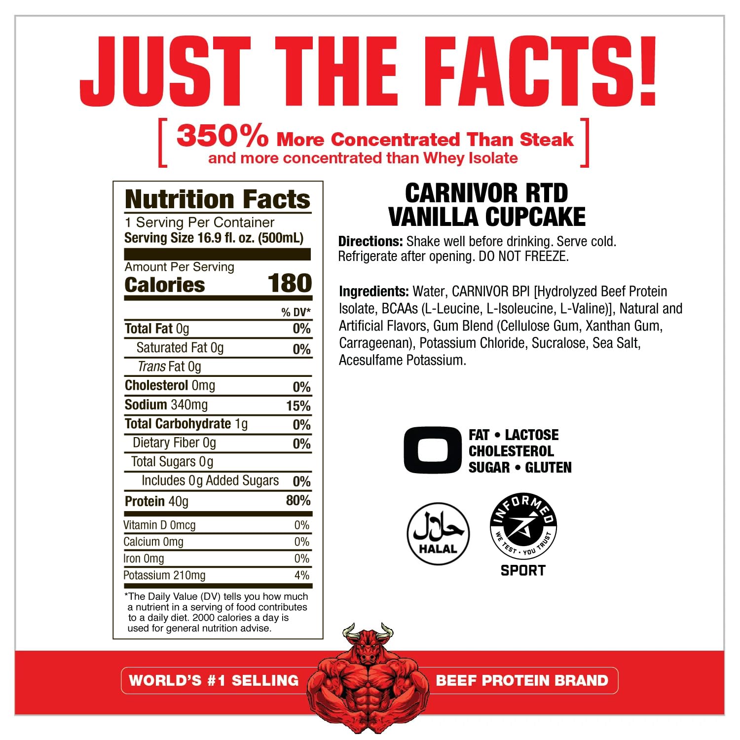 MuscleMeds Carnivor RTD textura del líquido cremosa, muestra digestión ligera